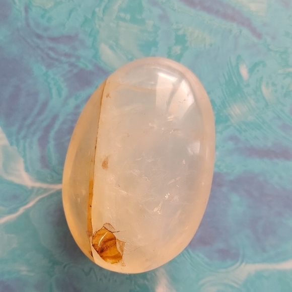 Quartz Palm Stone With Golden Healer - Picture 2 of 6
